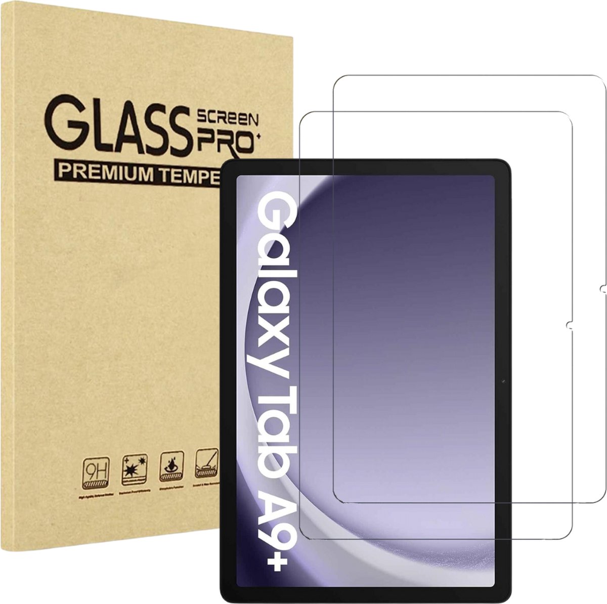 Screenprotector voor Samsung Galaxy Tab A9 Plus 2023 - 2 stuks Beschermglas van glas Transparante glazen schermbeschermfolie