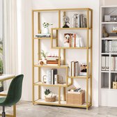 Schap Van 170 X 26 X 190 Cm In Een Eenvoudige Stijl, Stalen MDF Buismateriaal Vijf Lagen Opbergruimte Unieke Wolkvorm Eenvoudig Te Monteren En Te Reinigen Goud Wit