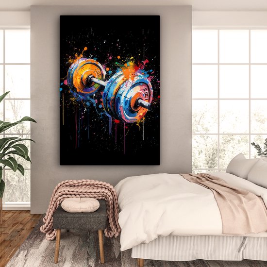 Peinture sur toile 120x180 cm - Décoration murale Graffiti - Sport - Fitness - Dumbbell - Gym - Décoration murale murale salon - Décoration chambre - Accessoires de chambre - Peintures