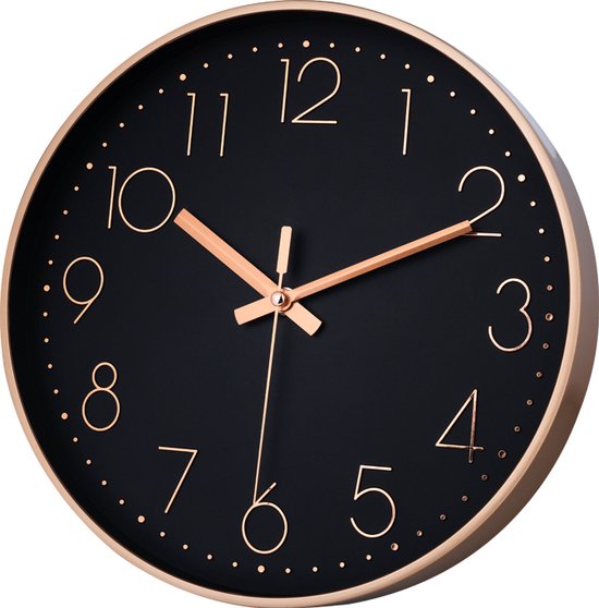 IvoQ Moderne Wandklok Zwart - Strak Design - Ø 30cm - Stil Kwartsmechanisme