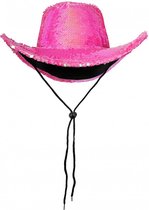 KIMU Cowboyhoed Roze Pailletten - Iridescent Pride Kleurrijk Cowboy - Toppers Feest Carnaval Foute Party Festival