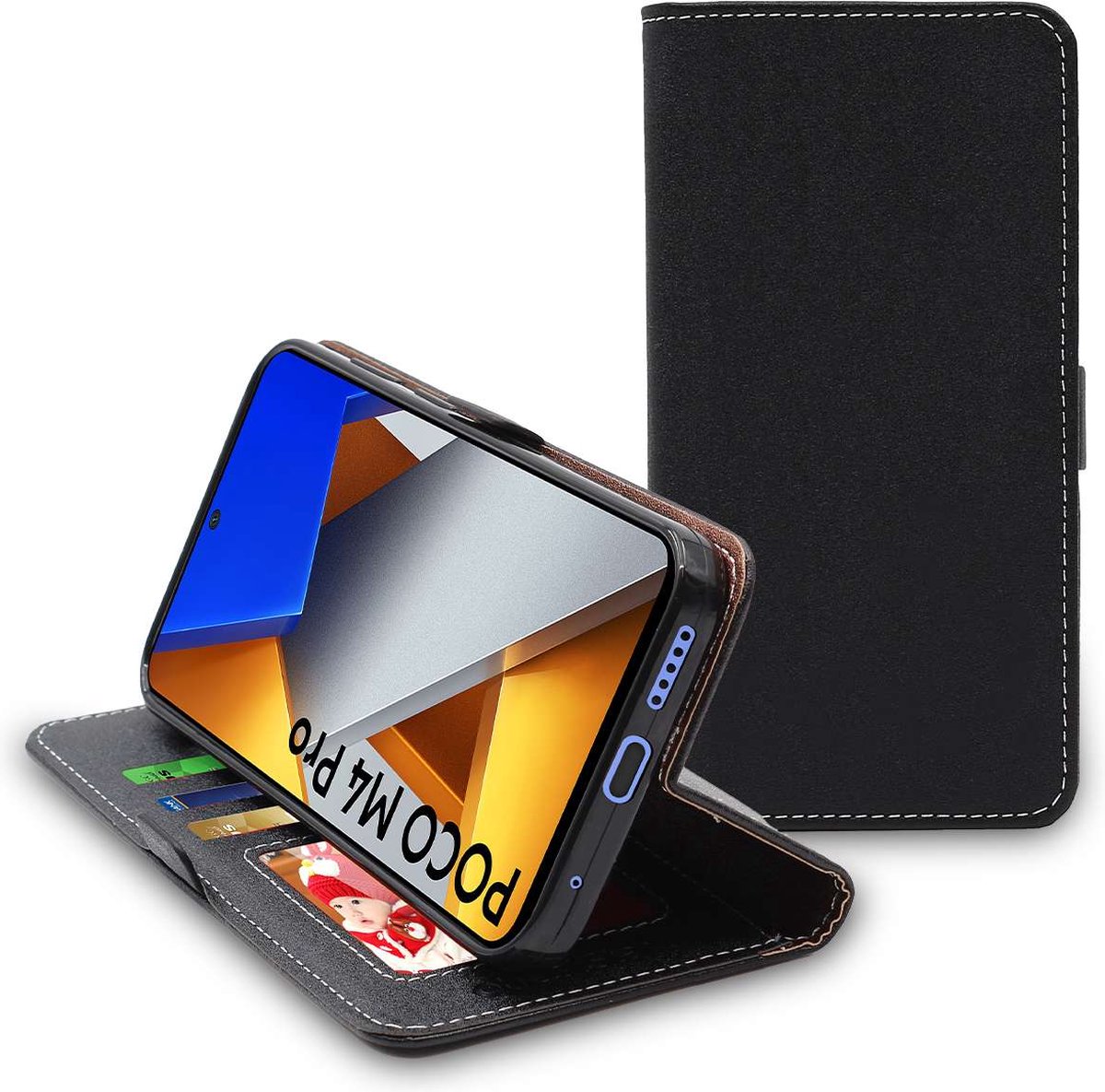 ebestStar - Hoes geschikt voor Xiaomi Poco M4 Pro 4G, Wallet Etui, Book case hoesje, Zwart