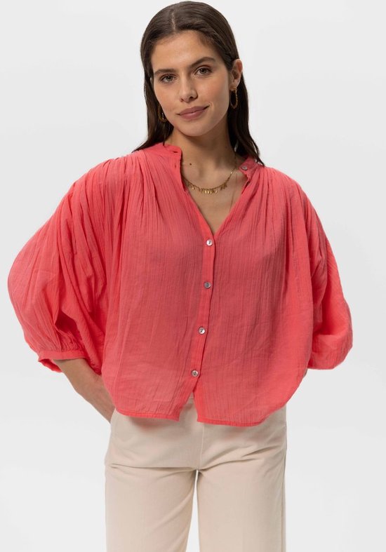 Sissy-Boy - Koraaloranje cropped blouse met pofmouwen