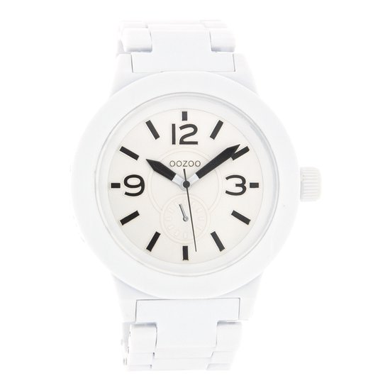 OOZOO Timepieces - Witte horloge met witte kunststof horlogeband - C4116
