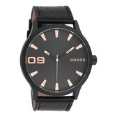 OOZOO Timepieces - Zwarte horloge met zwarte leren band - C8534