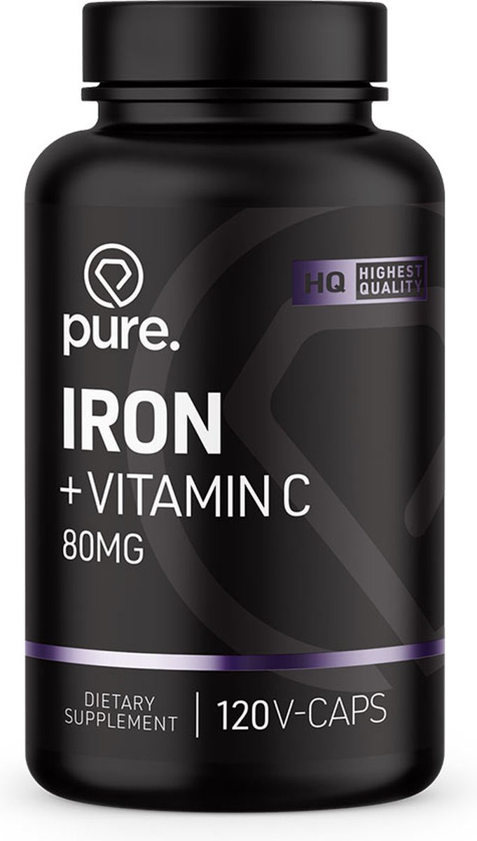 Goedkoopste Pure. Iron Vitamin C – IJzer met 80mg Vitamine C – 120 capsules