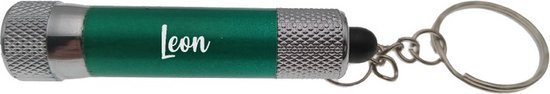 Lampe de poche | Porte-clés | Avec nom | Vert | Léon