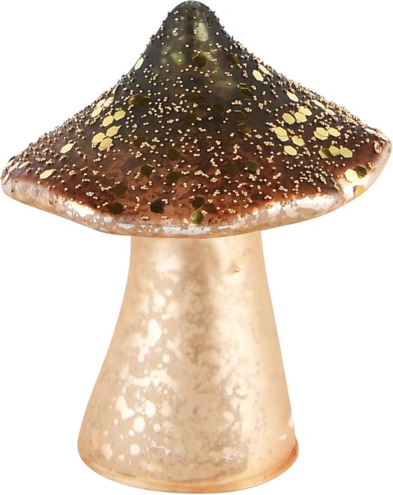 Dekoratief | Paddenstoel 'Glitter Spickle', glas, 8x8x10cm | A245573
