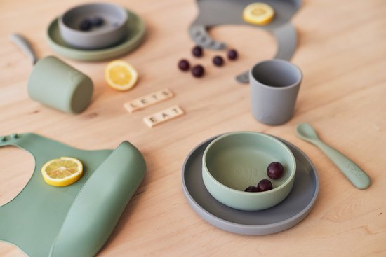 Jollein - Kinderserviesset 4-delig (Storm Grey) - Siliconen - Baby Servies, Baby Bestek - 6-18 maanden van Jollein — afbeelding 3