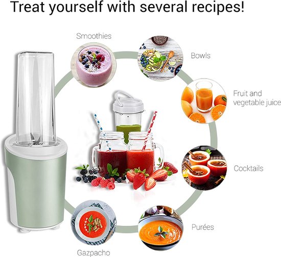 Blender Smoothie Bereider - Kunststof Roestvrij Staal Glas 600 ml Mintgroen - 450 W van Blender — afbeelding 2