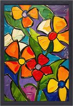 Bloemen wanddecoratie - Natuur schilderijen - Schilderijen canvas Bladeren - Wanddecoratie kinderkamer - Canvas schilderijen met baklijst - Kantoor accessoires canvas met baklijst 50x70 cm