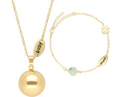 Product: Babylonia - Bola - Zwangerschapsjuweel - Goud Mama/Baby Zwangerschapsketting en Armband Set - Geschenkdoosje, van het merk Bola