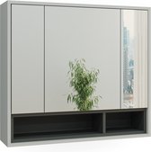 Schildmeyer Kimi Armoire De Toilette Miroir Blanc Craie – 3 Portes, LED, 70x16x65.6 Cm