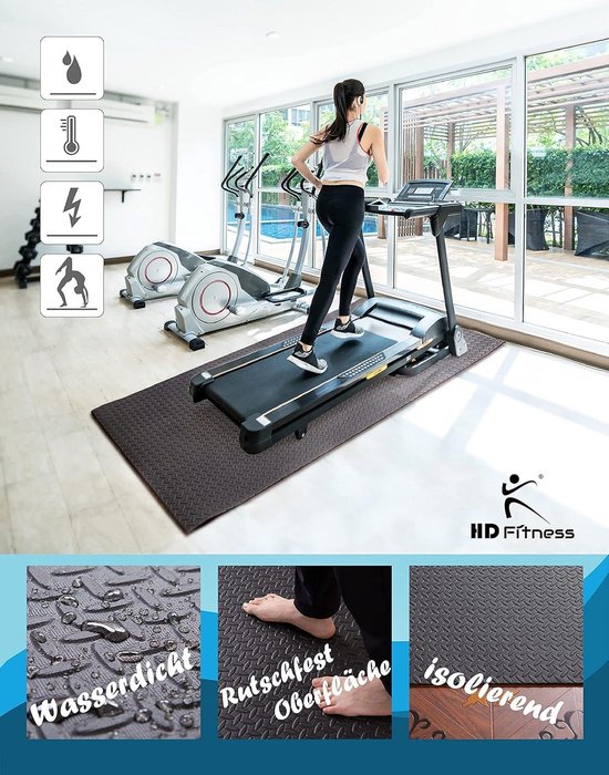 Fitness- en sportmat voor yoga, gym, loopbanden, bodybuilding, crosstrainer en spinningfiets - antislip en isolatie - vloerbeschermingsmat voor fitnessruimte van Domyos — afbeelding 3
