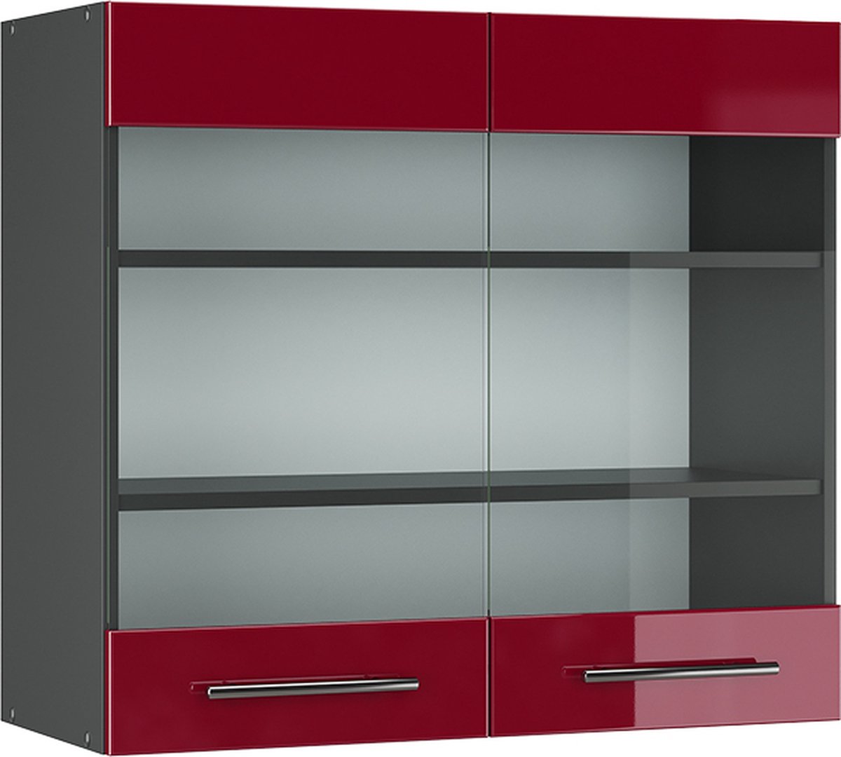 Vicco Fame-Line Glazen keukenkast – 80 cm Bordeauxrode hoogglans