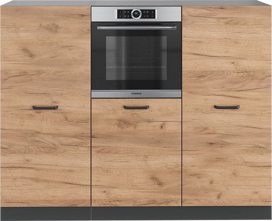 Vicco Bloc de cuisine R- Line, Chêne or/anthracite/Anthracite, 180 cm sans plan de travail