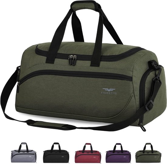 Sac De Sport Ibalulu 35 L – Compartiment Chaussures, Poche Humide, Bandoulière, En Velours Côtelé, Pour Voyage Ou Salle De Sport, Kaki