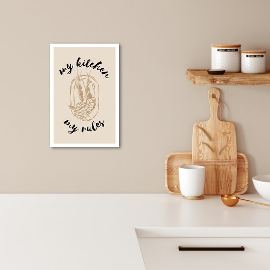 Tableau sur toile 20x30 cm - Décoration murale Beige - Crevette - Cocktail - Abstrait - Mes règles de cuisine - Accessoires de Décoration murale - Décoration murale de Cuisine - Peintures sur toile