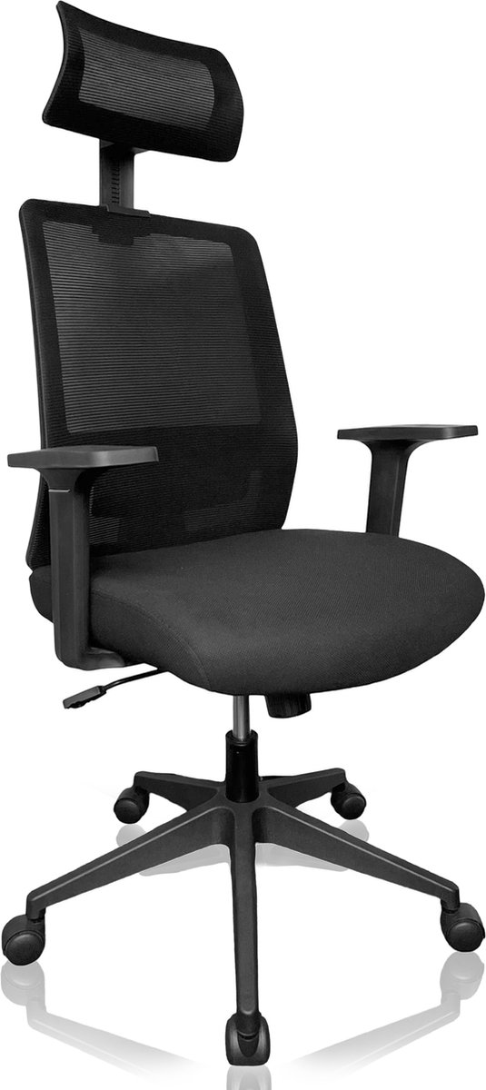 Quaran Ergonomische Bureaustoel - Office Chair - Bureaustoelen Voor Volwassenen - Bureaustoel - Verstelbaar - Hoofdsteun - Lendensteun - Zwart