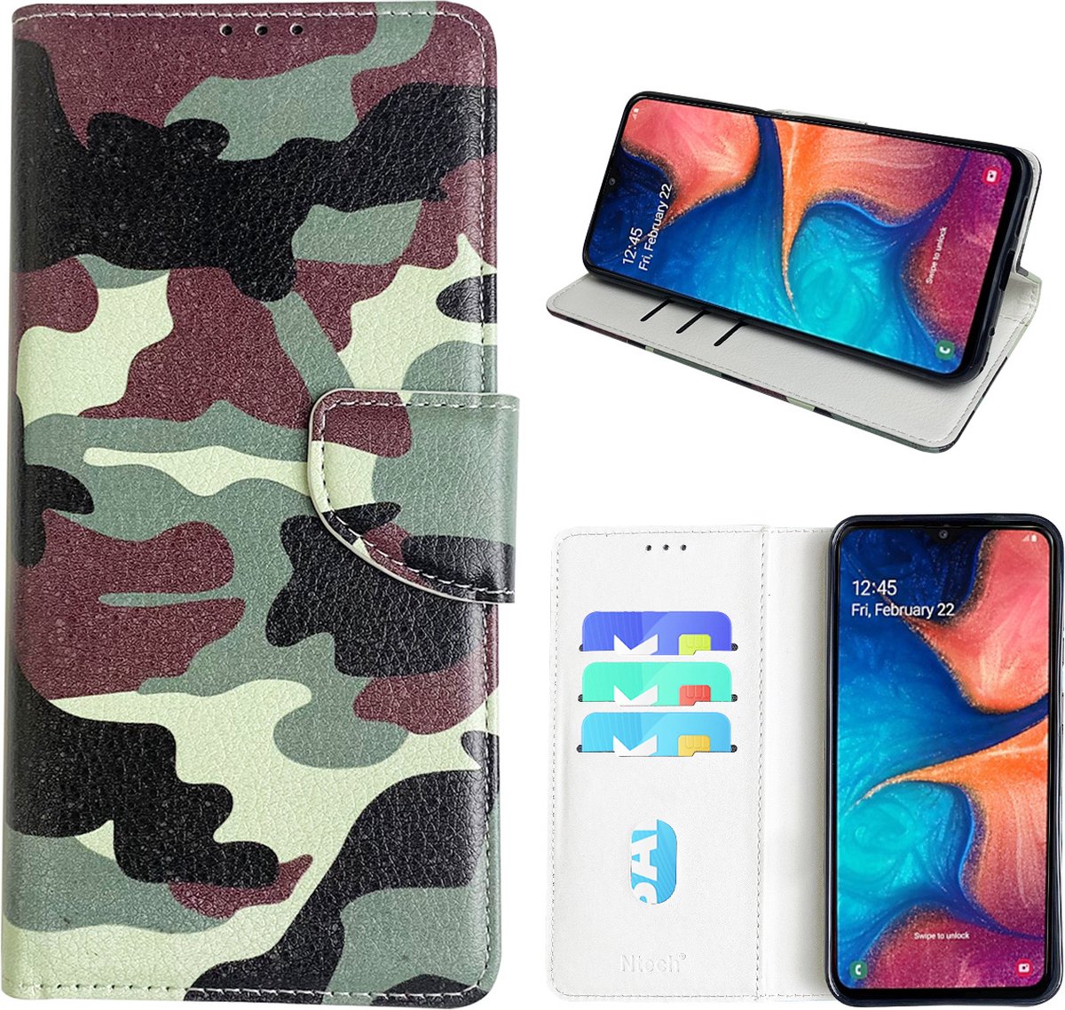 Hoesje geschikt voor Samsung Galaxy A20e Bookcase met camouflage print