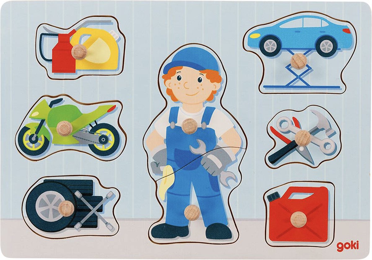 Steekpuzzel: MECHANIEKER 30x21x2,4cm, 8-delig, hout, 1+