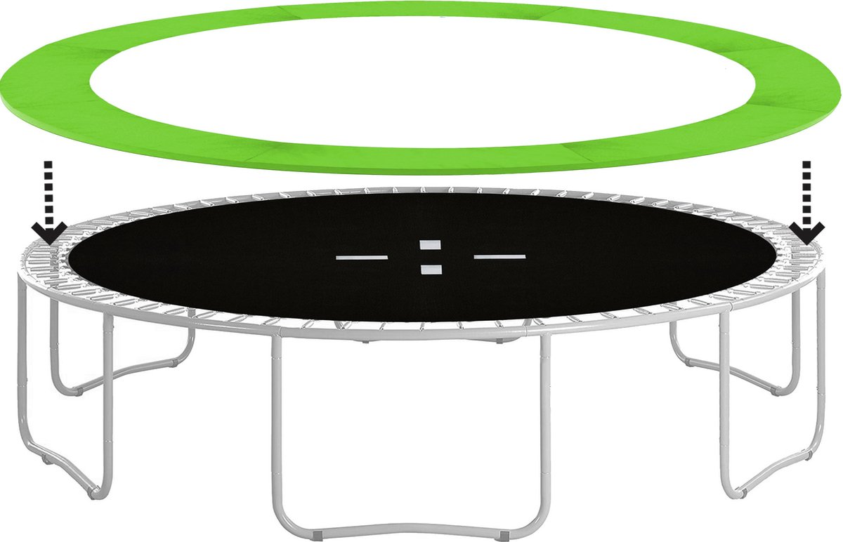 SpringosTrampoline Rand | Ø 244 cm | Beschermrand Trampoline | Rond | Groen/Zwart