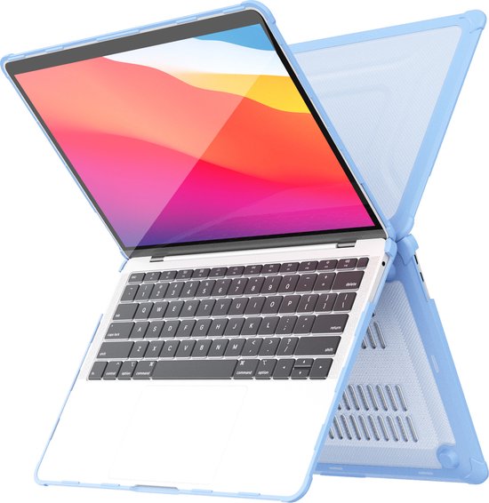 Coque adaptée pour MacBook Air 13" Blauw résistante aux chocs - Macbook Air M1 2021 2020 2019 2018 / A2337 A2179 A1932 avec béquille pliable