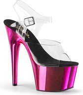 Pleaser Sandaal met enkelband, Paaldans schoenen -38 Shoes- ADORE-708 Paaldans schoenen Zwart/Roze