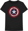 Marvel Captain America Heren Tshirt -S- Distressed Shield Zwart