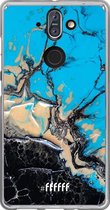 Nokia 8 Sirocco Hoesje Transparant TPU Case - Blue meets Dark Marble #ffffff