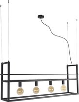 QAZQA cage rack - Industriele Hanglamp eettafel voor boven de eettafel | in eetkamer - 4 lichts - L 118 cm - Zwart - Industrieel - Woonkamer | Slaapkamer | Keuken