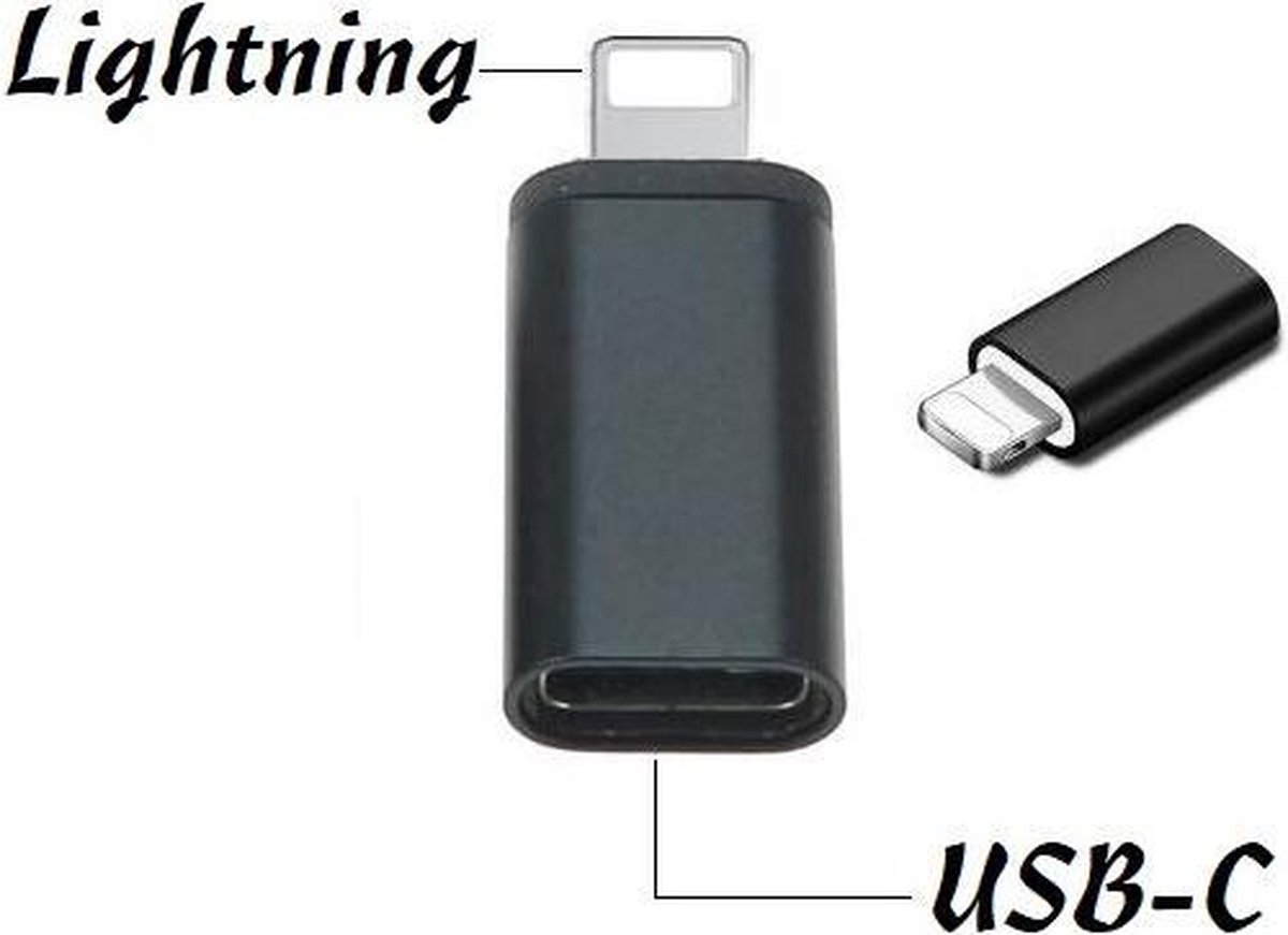Vrouwelijke type-c naar iphone mannelijke zwart adapter Voor iphone  Type-C Om 8pin