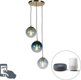 QAZQA pallon - Art Deco Dimbare LED Smart Hanglamp incl. wifi met Dimmer - 3 lichts - Ø 45 cm - Naturel - Woonkamer | Slaapkamer | Keuken