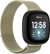 Versa 3 / Sense milanese band - champagne - Geschikt voor Fitbit - SM - Horlogeband Armband Polsband