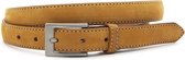 JV Belts Camel nubuck dames riem - dames riem - 2.5 cm breed - Camel - Echt Leer/Nubuck - Taille: 85cm - Totale lengte riem: 100cm