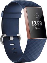 Bandje Voor Fitbit Charge 3 & 4 Sport Wafel Band - Donkerblauw - Maat: ML - Horlogebandje, Armband