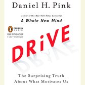 Boek "Drive" van Daniel H. Pink, met de rode letters DRIVE groot op de cover. Audioboek op 5 cd's.