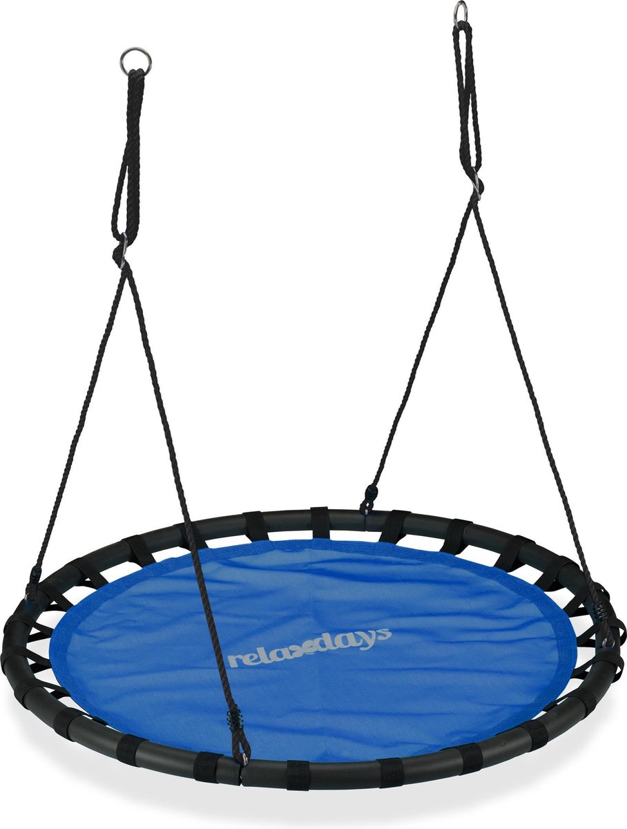 Relaxdays Nestschommel - schotelschommel - buiten schommel - kinderschommel - XL- 120 cm - blauw