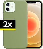 Hoes voor iPhone 12 Case Hoesje Siliconen Hoes Back Cover Groen - 2 Stuks