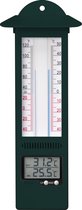 Binnen/buiten digitale thermometer groen van kunststof 9.5 x 24 cm - Binnen/buitenthemometers - Temperatuurmeters