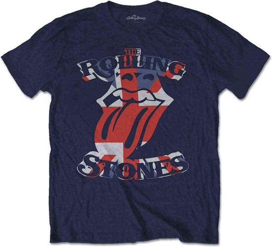 The Rolling Stones British Flag Tongue Heren T shirt S Blauw bol