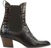 Pertini Vrouwen Leren Crocoprint Cowboy Laarzen  / Western Boots 30048 - Bruin - Maat 38