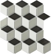 0,81m² -Mozaiek Paris Cubic Wit/Grijs/Zwart Mix 4,8x8,1