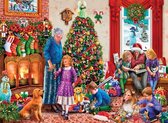 Diamond Painting Pakket - Serie Kerstmis - Familie bij de Kerstboom - 50x40 cm - Complete Set - Volledige Bedekking - Ronde Steentjes