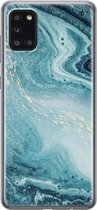 Samsung Galaxy A31 hoesje siliconen - Marmer blauw - Soft Case Telefoonhoesje - Marmer - Blauw