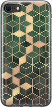 iPhone 8/7 hoesje siliconen - Groen kubus - Soft Case Telefoonhoesje - Print / Illustratie - Transparant, Groen