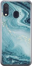 Leuke Telefoonhoesjes - Hoesje geschikt voor Samsung Galaxy A40 - Marmer blauw - Soft case - TPU - Marmer - Blauw