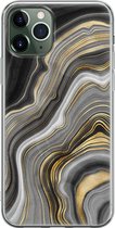 iPhone 11 Pro hoesje siliconen - Marble agate - Soft Case Telefoonhoesje - Print / Illustratie - Transparant, Goud