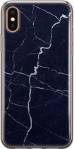 Leuke Telefoonhoesjes - Hoesje geschikt voor iPhone Xs - Marmer Navy - Soft case - TPU - Marmer - Blauw