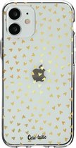 Casetastic Apple iPhone 12 Mini Hoesje - Softcover Hoesje met Design - Golden Hearts Transparant Print